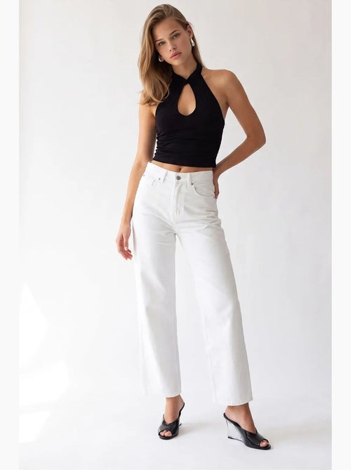 Pantalón de mujer recto mixray - Kiabi Pantalón de mujer recto mixray - Kiabi