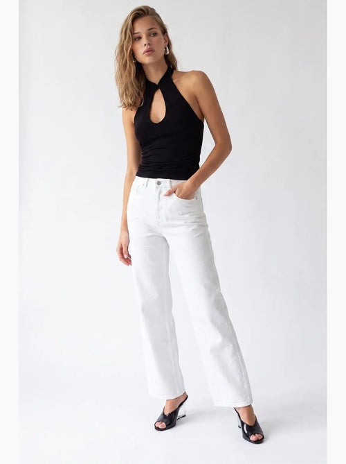 Pantalón de mujer recto mixray - Kiabi Pantalón de mujer recto mixray - Kiabi
