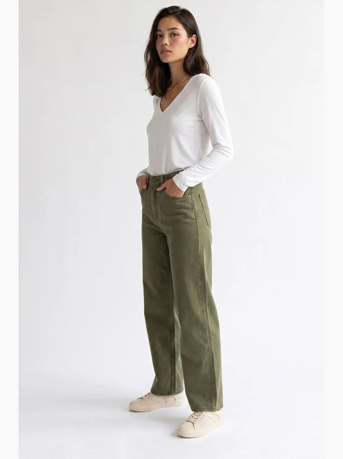 Pantalón de mujer recto mixray - Kiabi Pantalón de mujer recto mixray - Kiabi