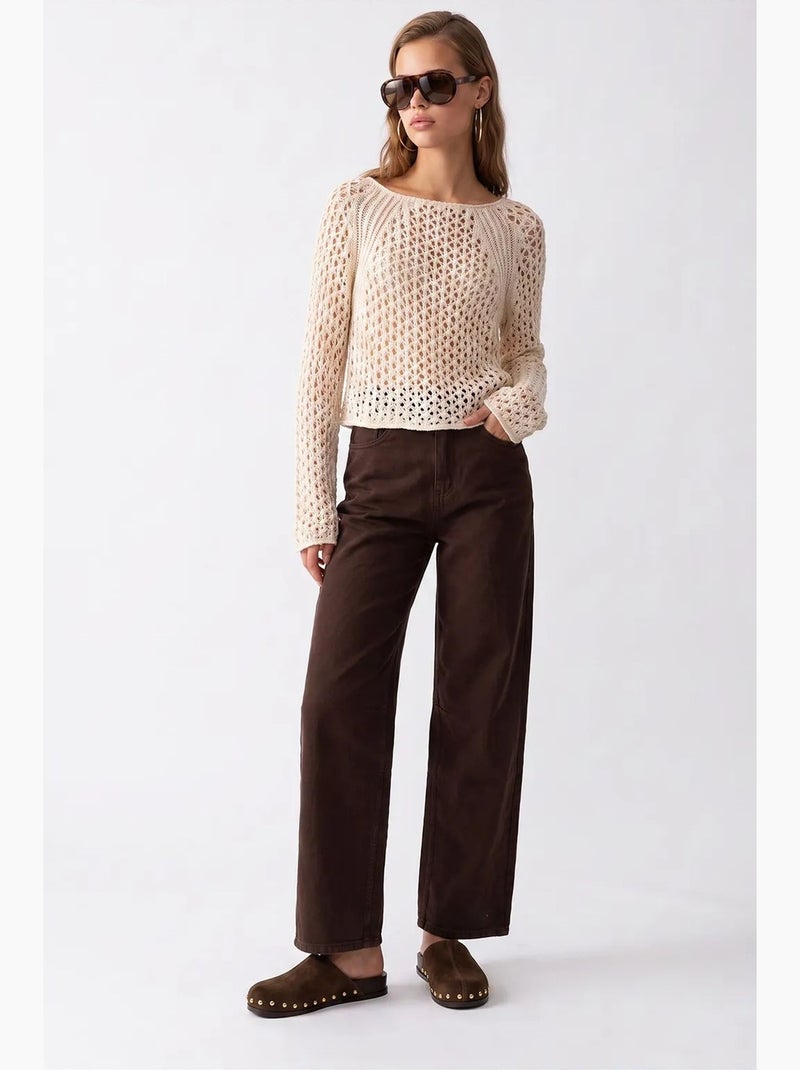 Pantalón de mujer recto mixray Marrón - Kiabi