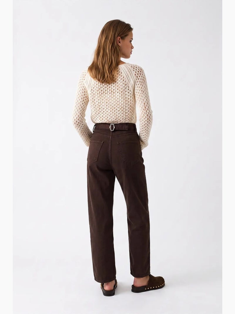 Pantalón de mujer recto mixray Marrón - Kiabi