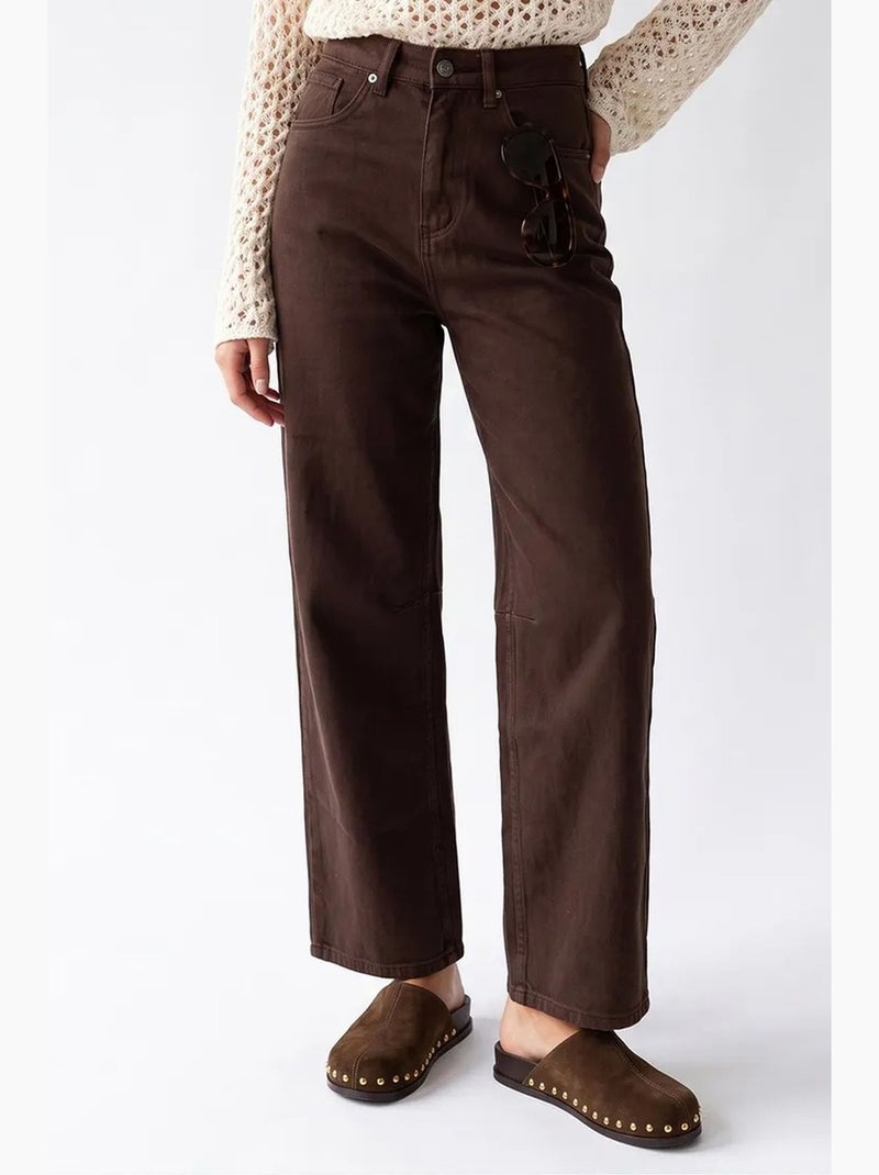 Pantalón de mujer recto mixray Marrón - Kiabi