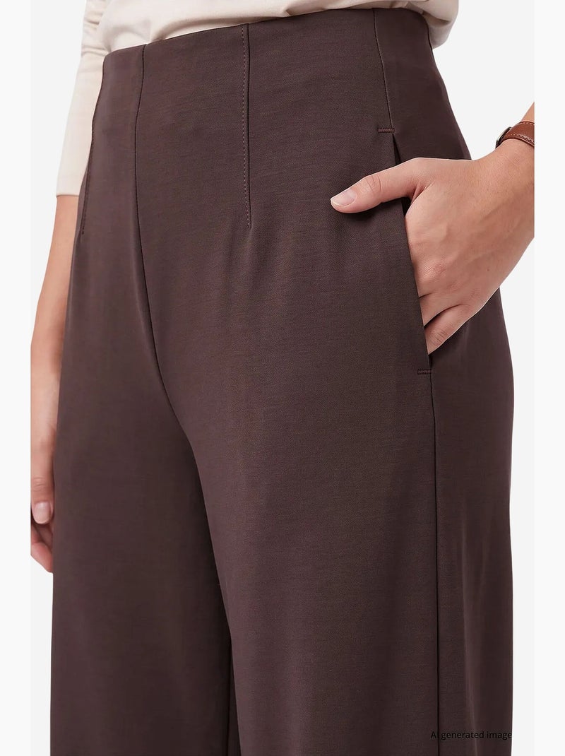 Pantalón de mujer recto tommy Marrón chocolate - Kiabi