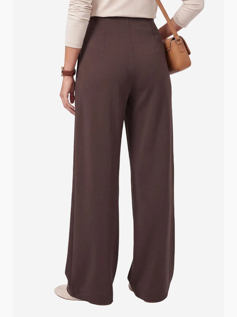 Pantalón de mujer recto tommy Marrón chocolate - Kiabi