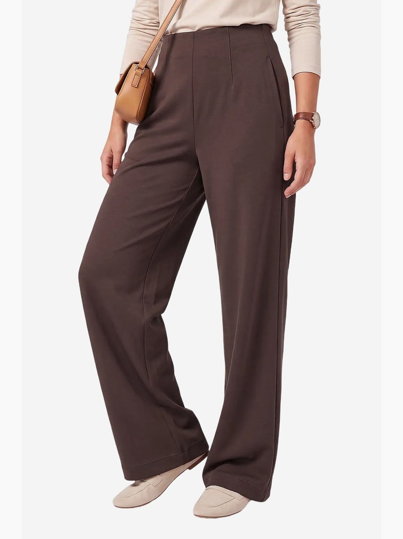 Pantalón de mujer recto tommy Marrón chocolate - Kiabi