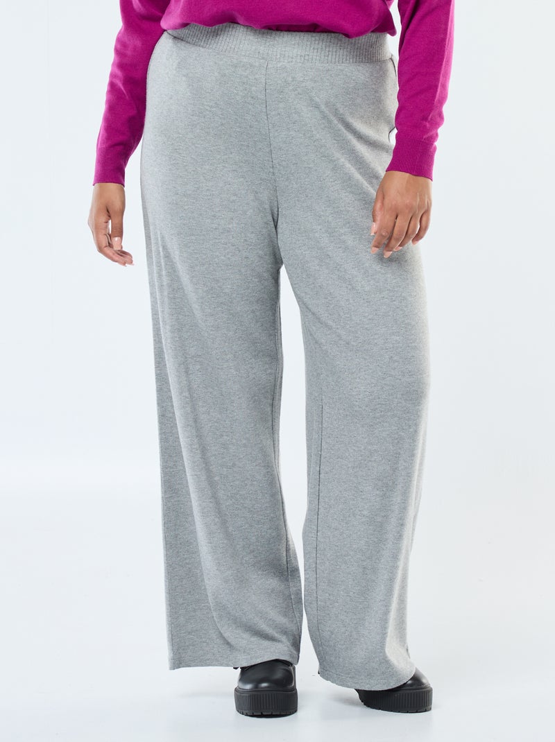 Pantalón de pana ancho liso Gris - Kiabi