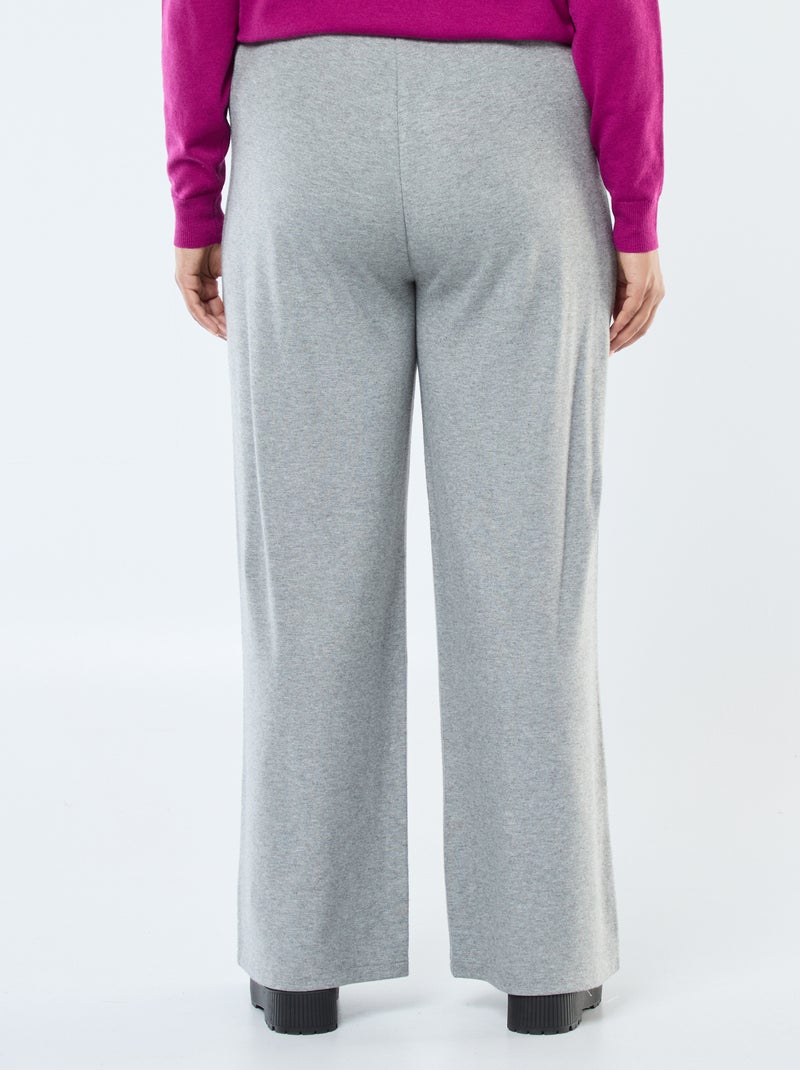 Pantalón de pana ancho liso Gris - Kiabi