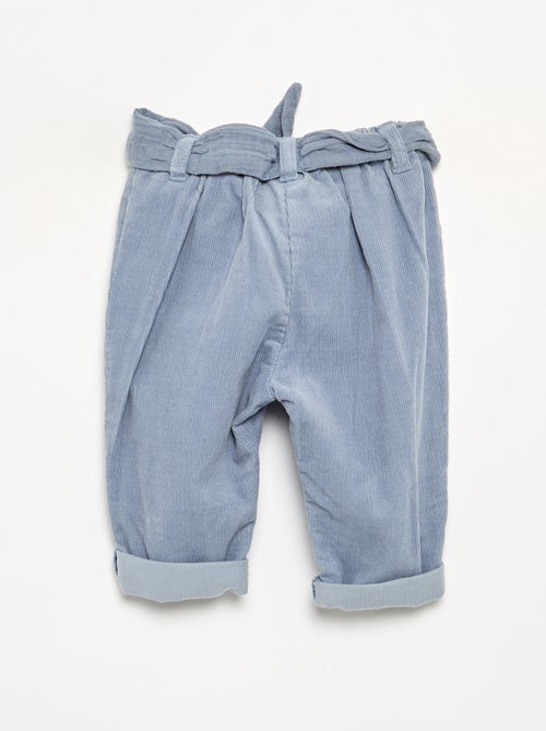 Pantalón de pana con bolsillos bordados - Kiabi