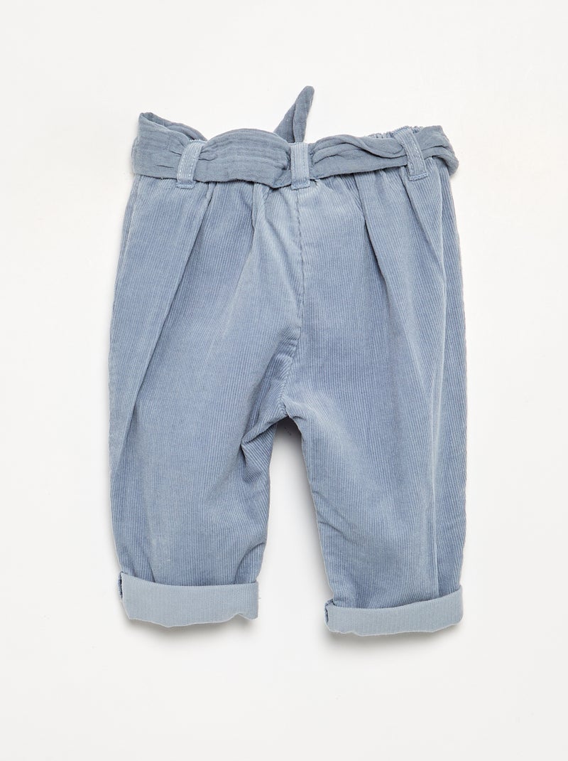 Pantalón de pana con bolsillos bordados Azul - Kiabi