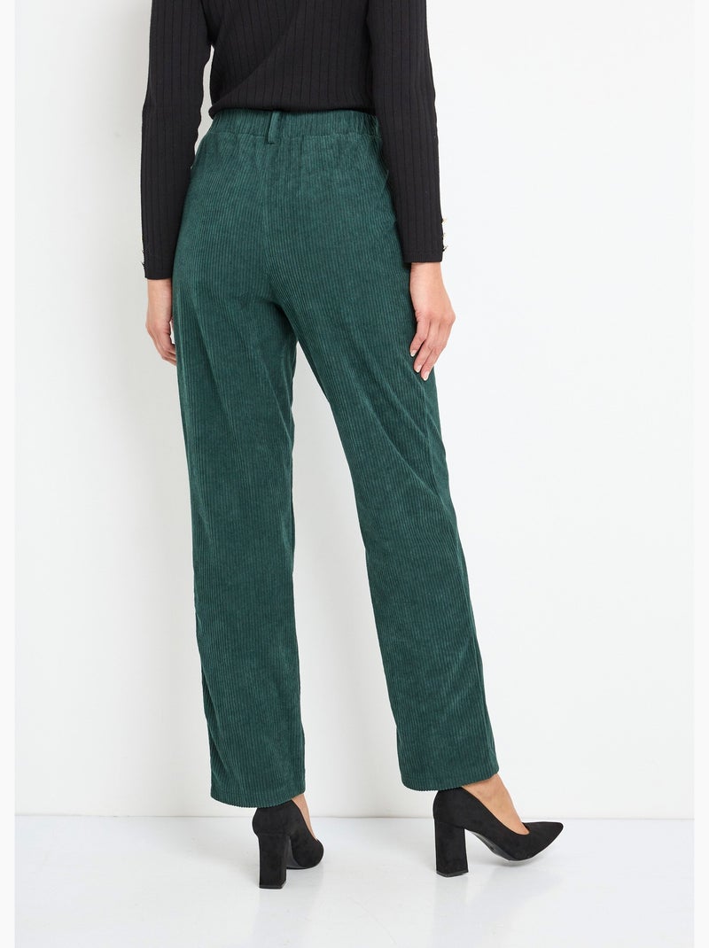 Pantalón de pana con cintura elástica - Afibel Verde - Kiabi
