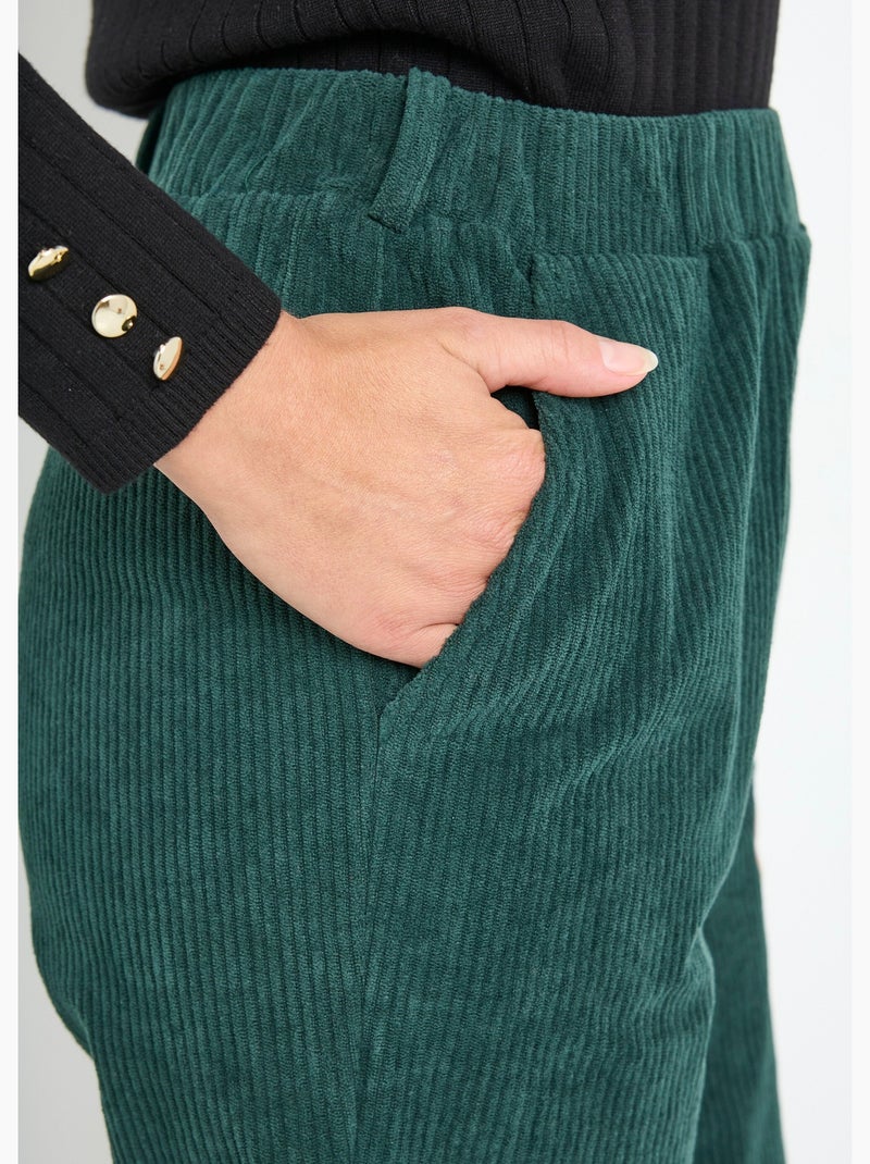 Pantalón de pana con cintura elástica - Afibel Verde - Kiabi