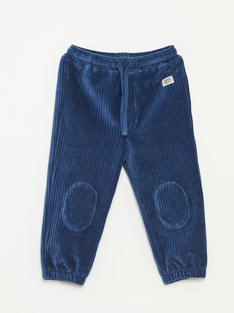 Pantalón de pana con cintura elástica Azul - Kiabi