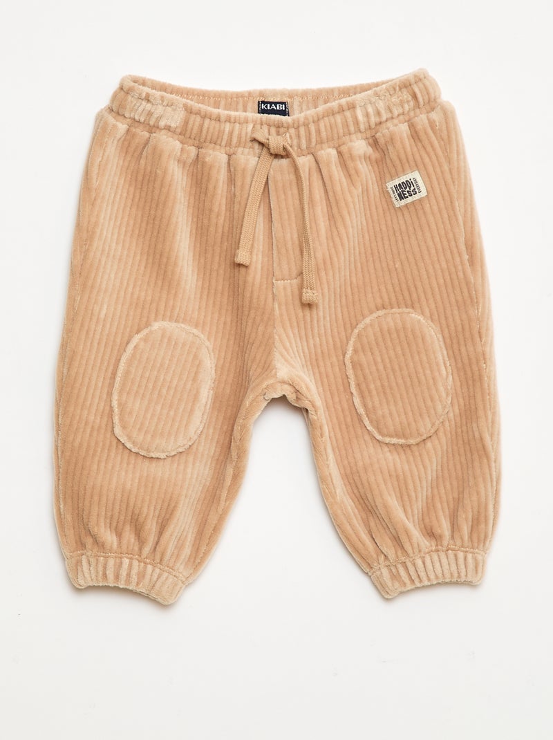 Pantalón de pana con cintura elástica Beige - Kiabi