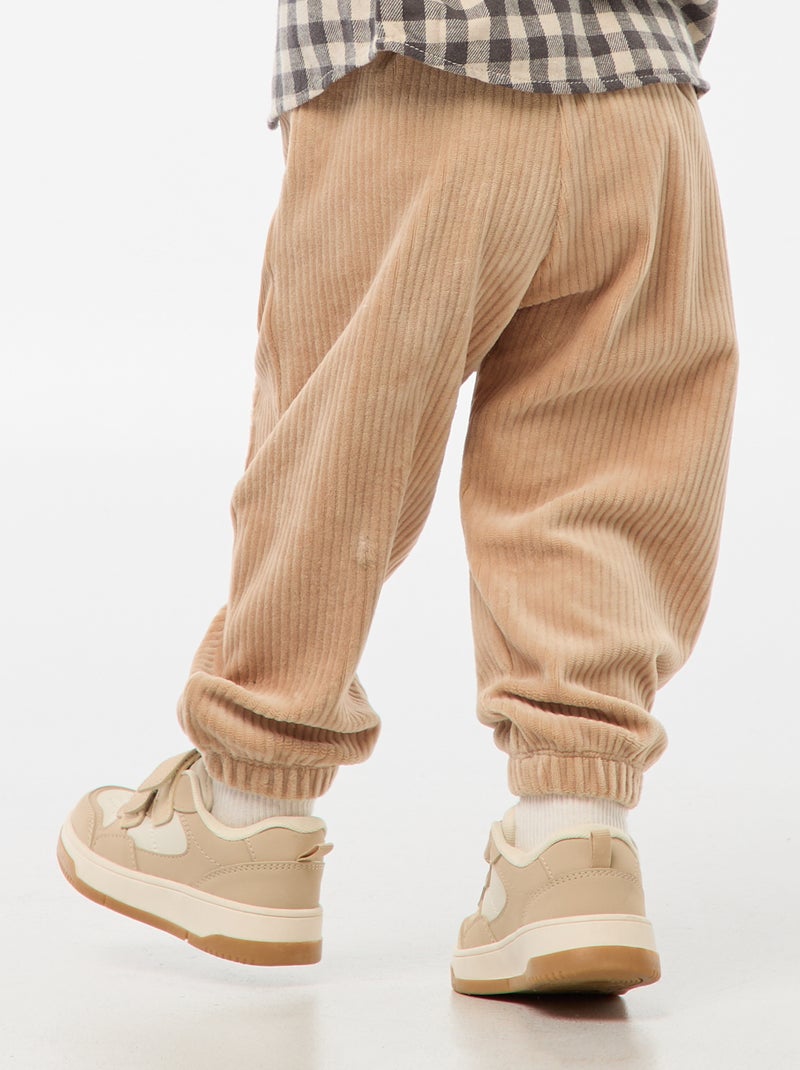 Pantalón de pana con cintura elástica Beige - Kiabi