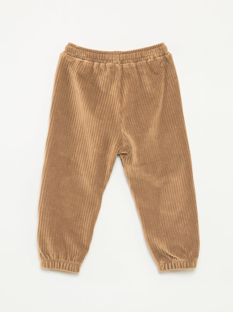 Pantalón de pana con cintura elástica Beige - Kiabi