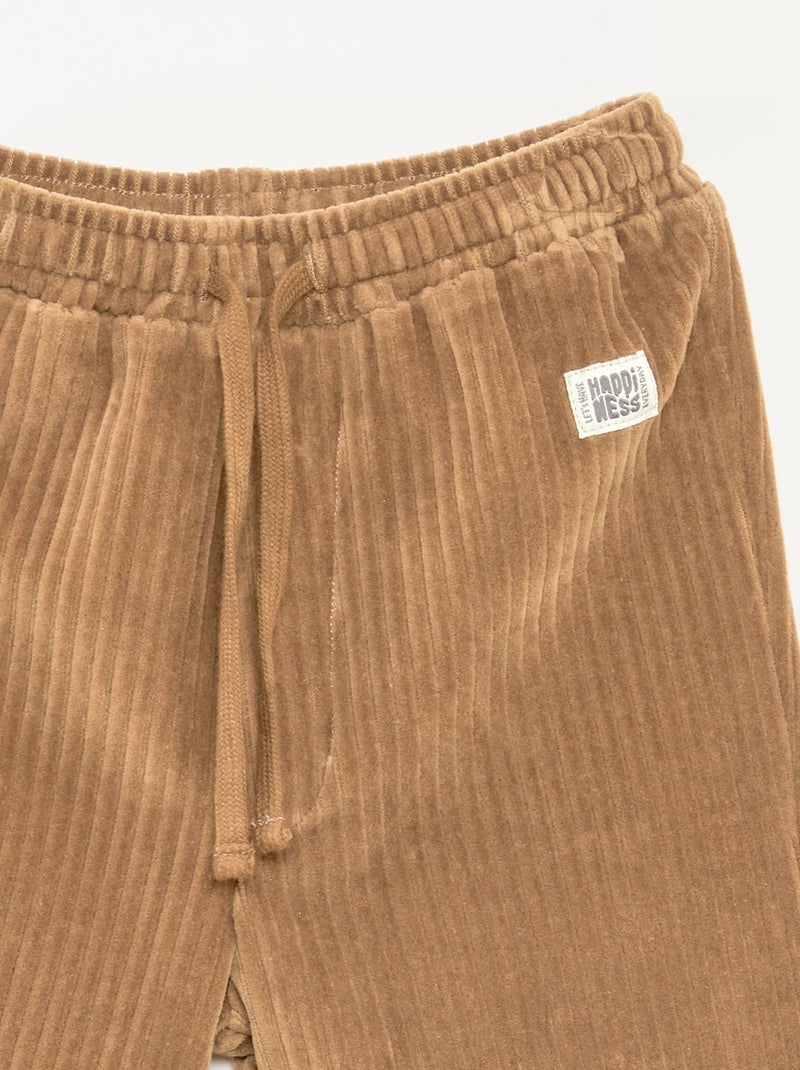 Pantalón de pana con cintura elástica Beige - Kiabi