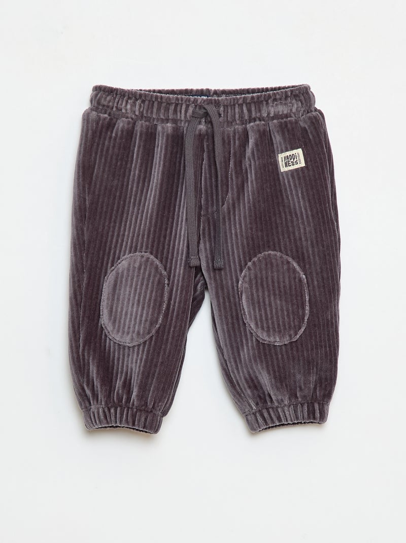 Pantalón de pana con cintura elástica Gris - Kiabi
