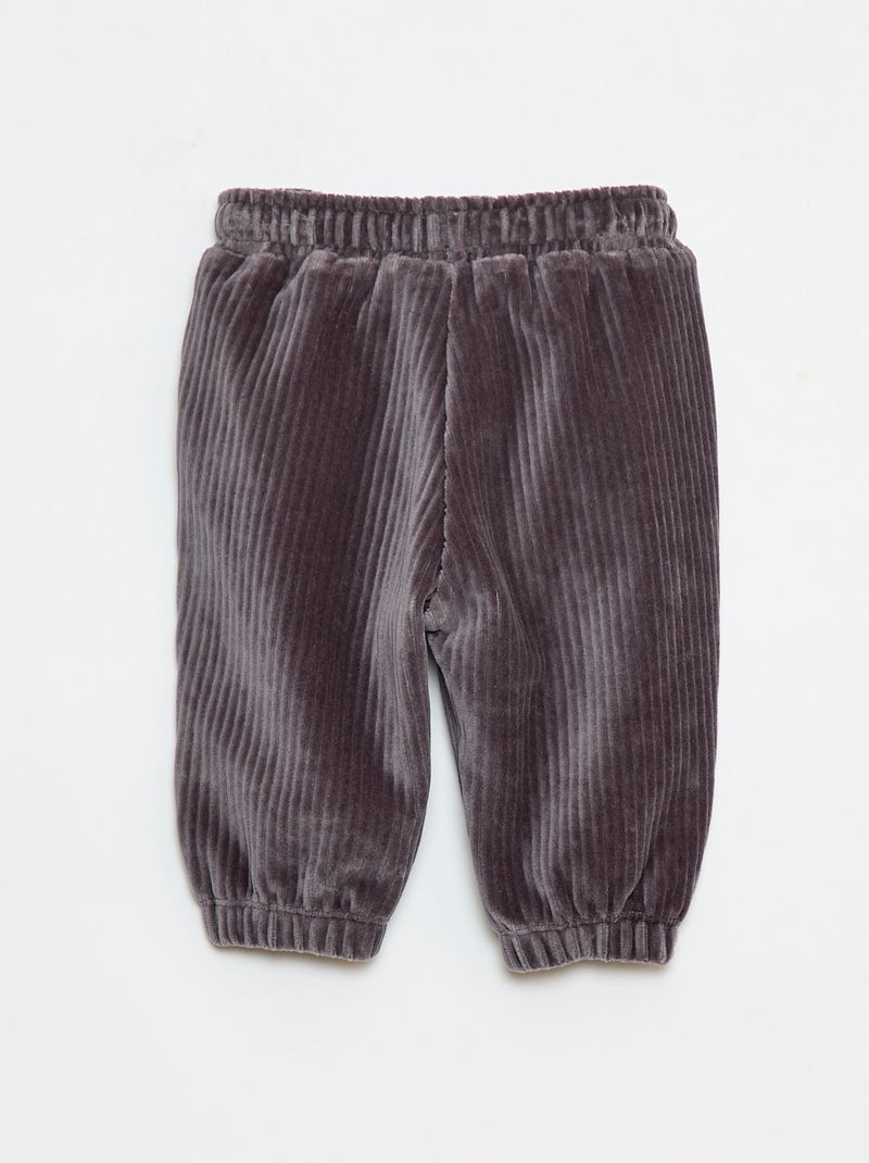 Pantalón de pana con cintura elástica Gris - Kiabi