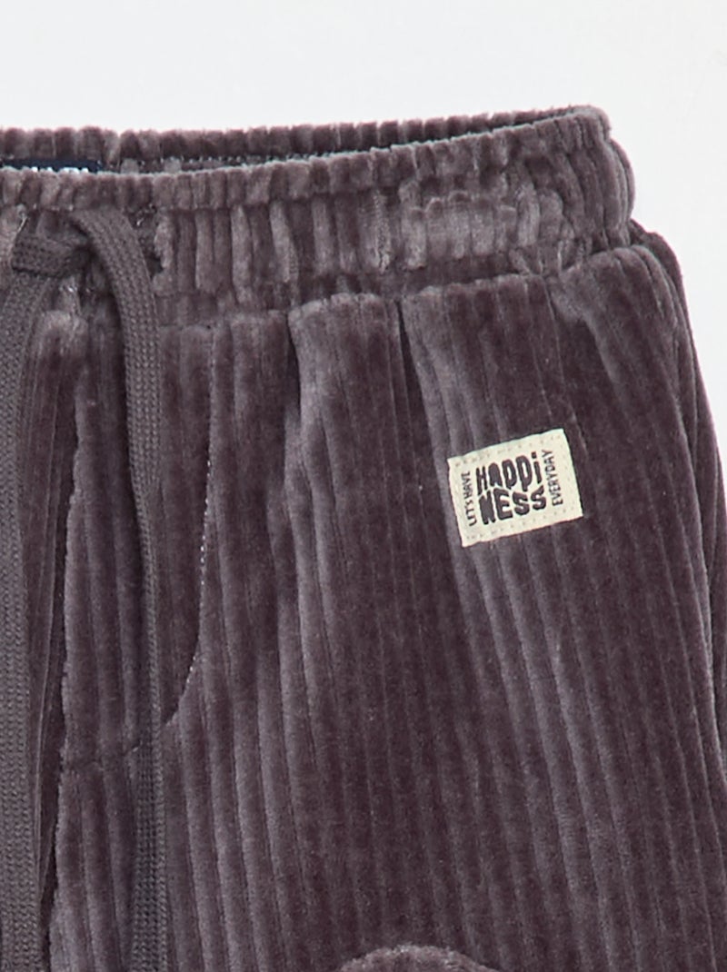 Pantalón de pana con cintura elástica Gris - Kiabi