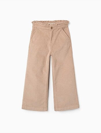 Pantalón de pana con cintura paperbag con volantes
