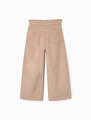 Pantalón de pana con cintura paperbag con volantes
