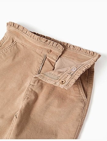 Pantalón de pana con cintura paperbag con volantes