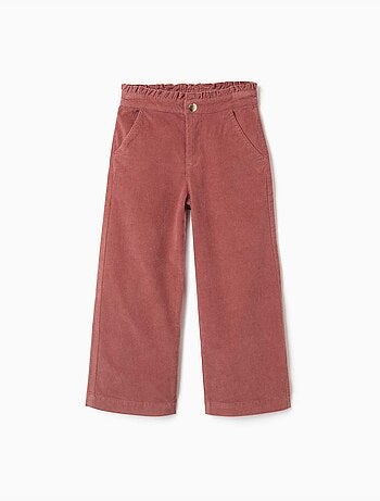 Pantalón de pana con cintura paperbag con volantes