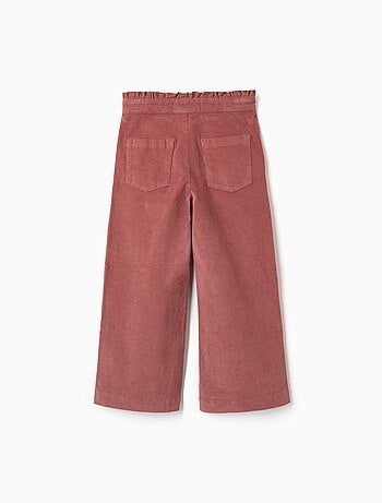 Pantalón de pana con cintura paperbag con volantes