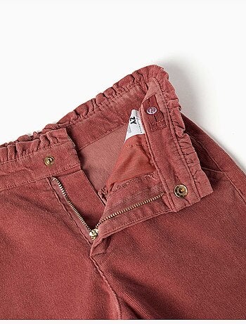Pantalón de pana con cintura paperbag con volantes