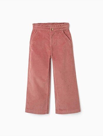 Pantalón de pana con cintura paperbag con volantes