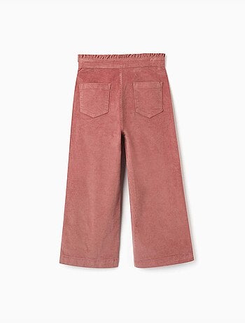 Pantalón de pana con cintura paperbag con volantes