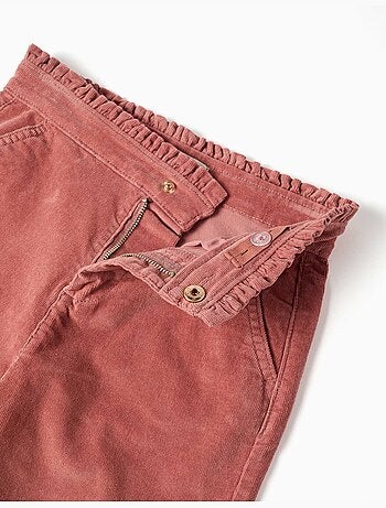 Pantalón de pana con cintura paperbag con volantes