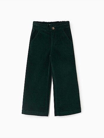 Pantalón de pana con cintura paperbag con volantes