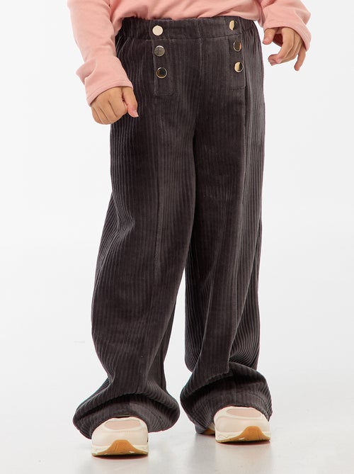 Pantalón de pana con doble abertura con botones a presión - So Easy - Kiabi