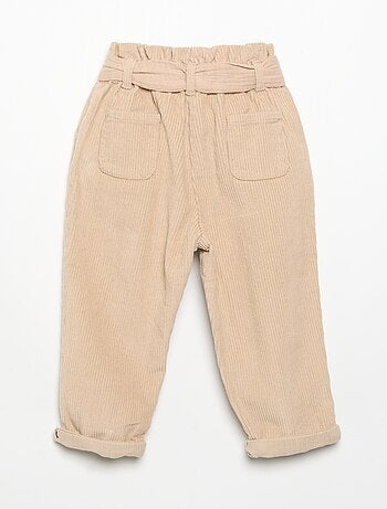 Pantalón de pana estilo paperbag con cinturón incluido