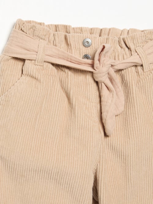 Pantalón de pana estilo paperbag con cinturón incluido - Kiabi