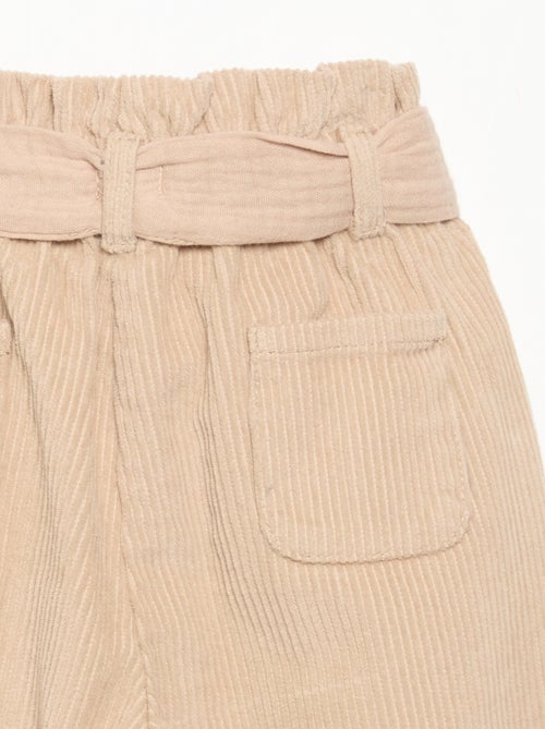 Pantalón de pana estilo paperbag con cinturón incluido - Kiabi