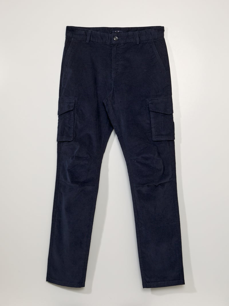 Pantalón de pana multibolsillos +1,90 m AZUL - Kiabi