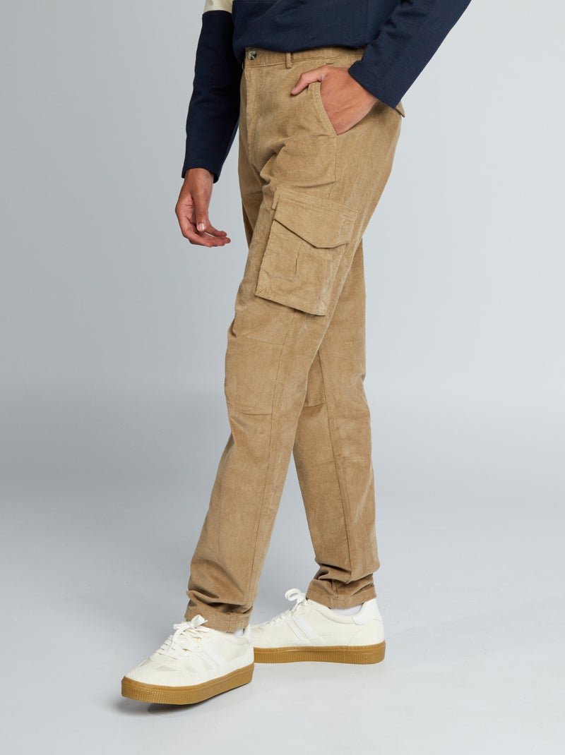 Pantalón de pana multibolsillos +1,90 m BEIGE - Kiabi
