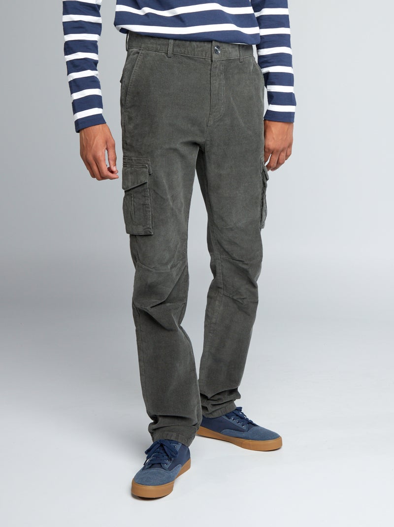 Pantalón de pana multibolsillos +1,90 m KAKI - Kiabi
