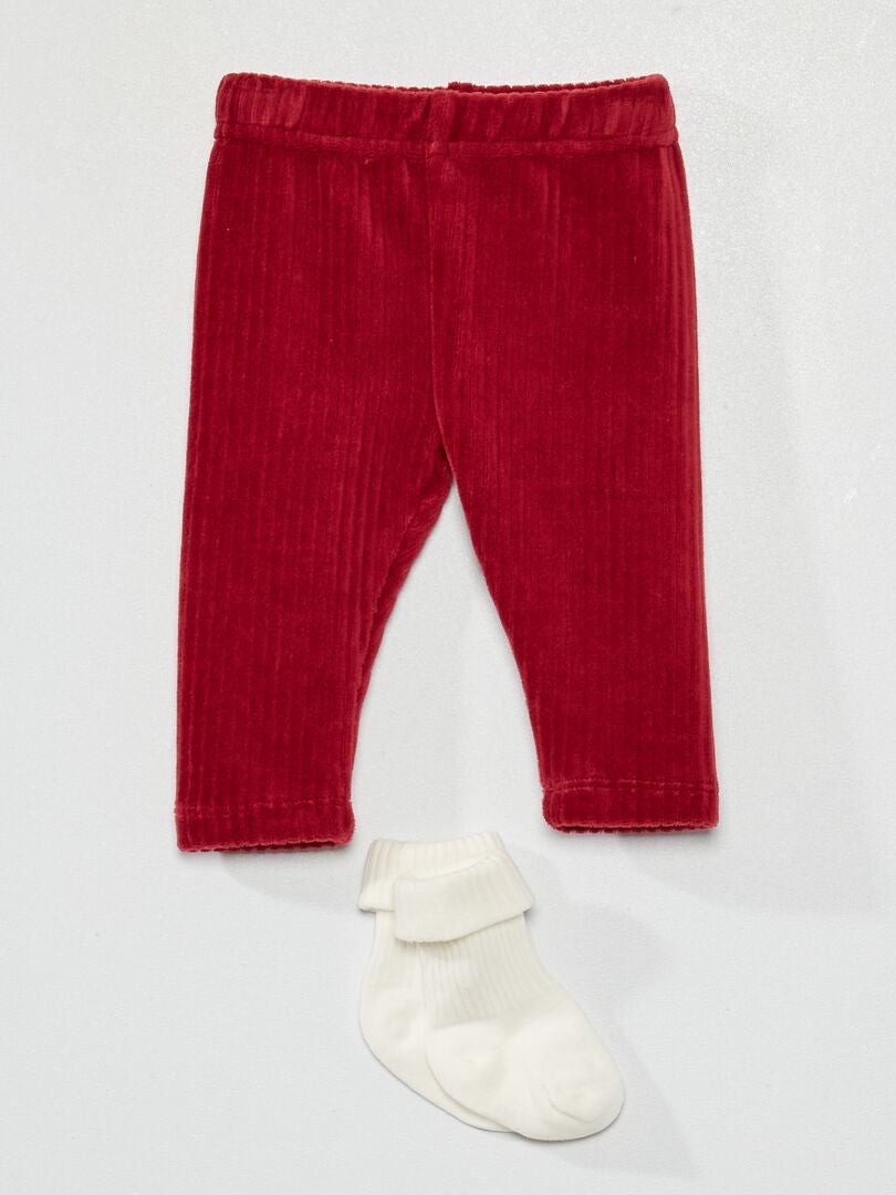 Pantalón de pana rojo burdeos - Kiabi