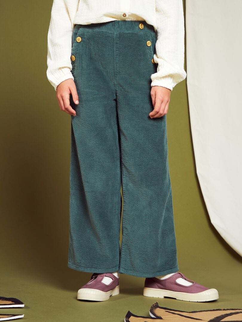 Pantalón de pana verde gris - Kiabi
