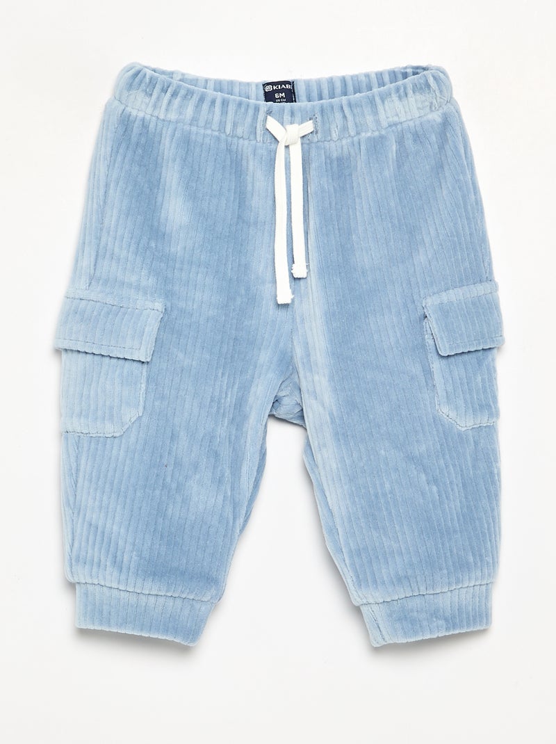 Pantalón de pana y bolsillos cargo Azul - Kiabi