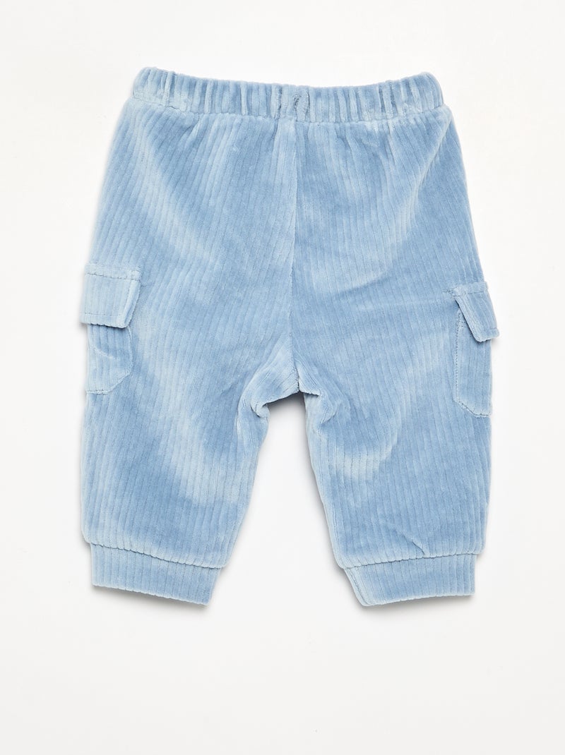 Pantalón de pana y bolsillos cargo Azul - Kiabi