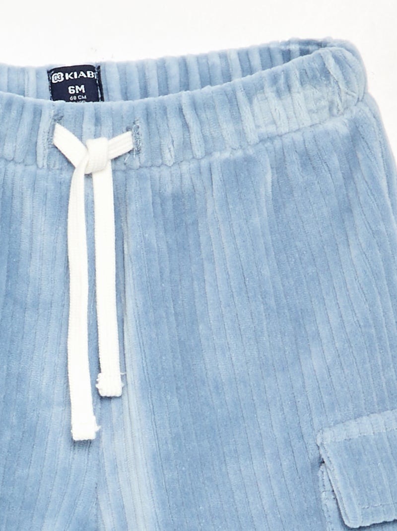 Pantalón de pana y bolsillos cargo Azul - Kiabi