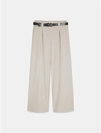Pantalón de pernera ancha a rayas con pinzas dilvin