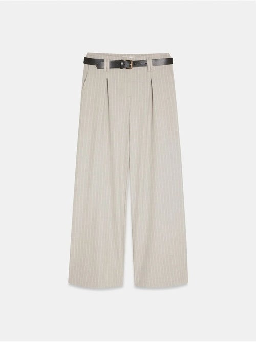 Pantalón de pernera ancha a rayas con pinzas dilvin - Kiabi Pantalón de pernera ancha a rayas con pinzas dilvin - Kiabi