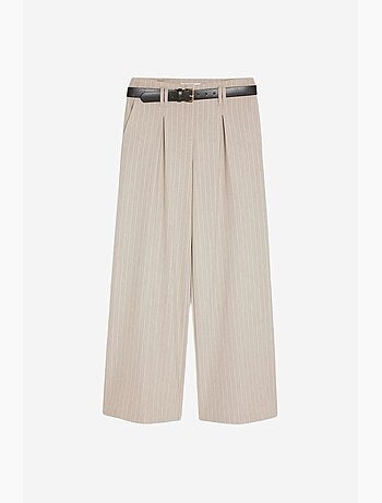 Pantalón de pernera ancha a rayas con pinzas dilvin