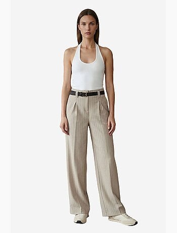 Pantalón de pernera ancha a rayas con pinzas dilvin