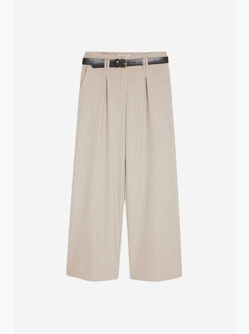 Pantalón de pernera ancha a rayas con pinzas dilvin - Kiabi Pantalón de pernera ancha a rayas con pinzas dilvin - Kiabi